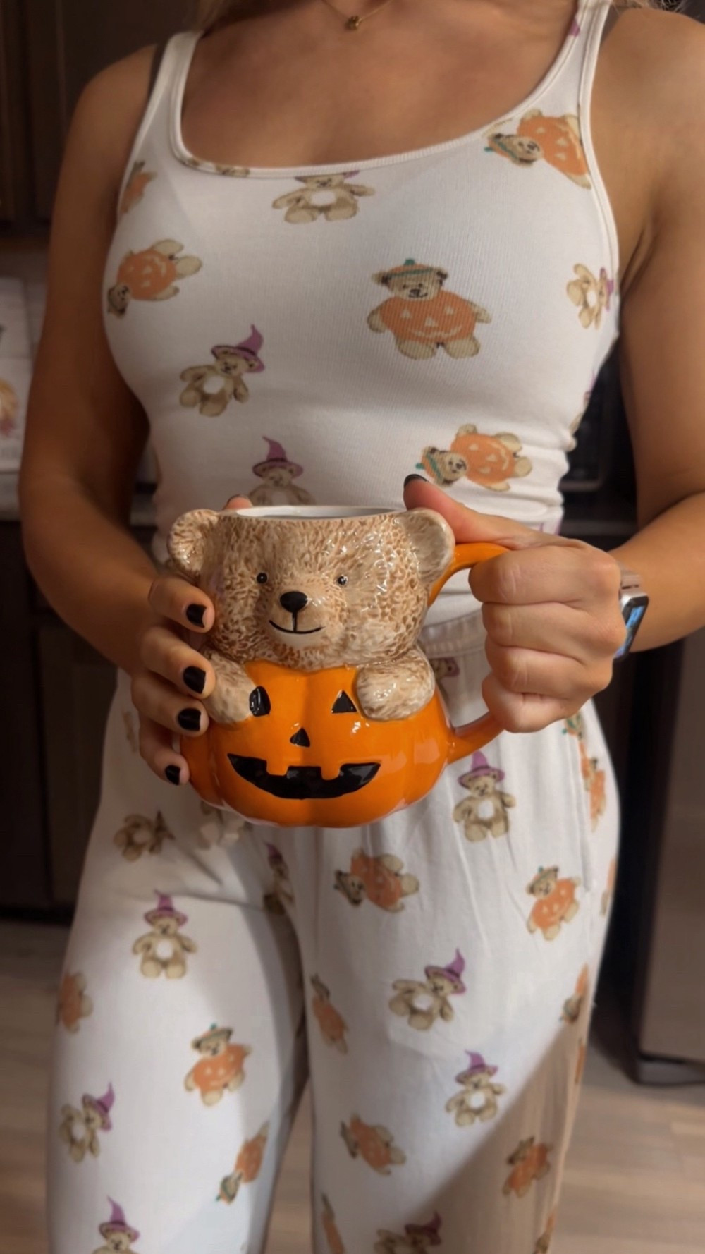 Wearing an XS in the PJ set 🧸🎃🍂