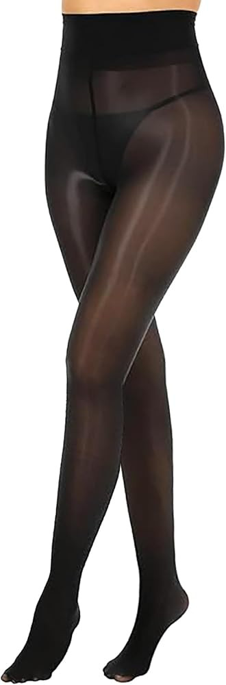 DTWAWA Womens Sexy Shiny Sheer Control Top Footed Tights Silk Stockings, Shimmery High Waist Pant... | Amazon (US)