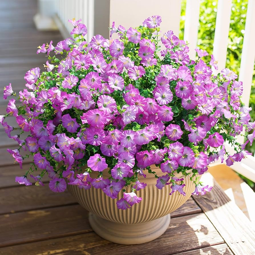 HyeFlora Artificial Flowers for Outdoors Fake Plants Outside Decoration, 12 Bundles Silk Purple M... | Amazon (US)