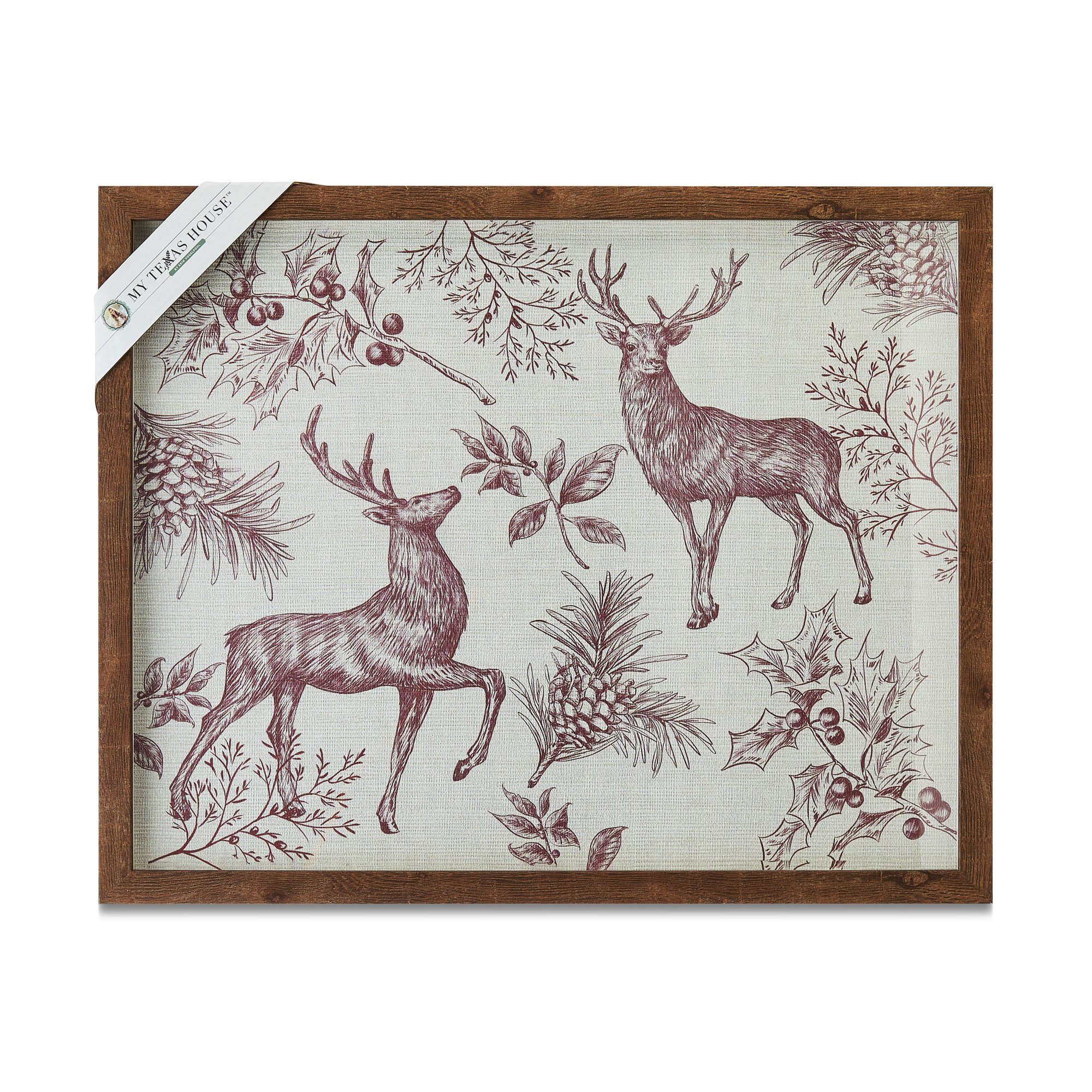 My Texas House Red Reindeer Framed Canvas Under Glass Christmas Wall Art, 16 in x 20 in | Walmart (US)