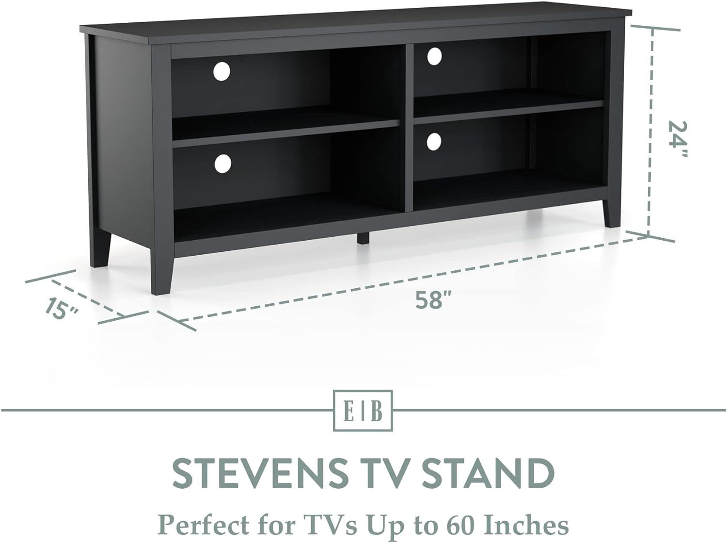 Edenbrook Stevens Classic TV Stand and Entertainment Center for 60 Inch TV – Four Compartments ... | Amazon (US)