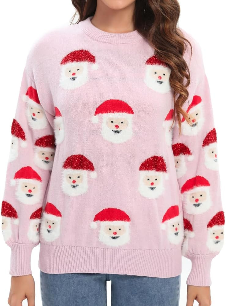 LUBOT 2023 New Ugly Christmas Sweaters for Women Cute Fuzzy Funny Wintertime Holiday Parties Knit... | Amazon (US)
