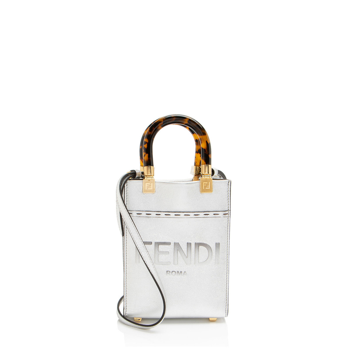 Fendi Metallic Leather Sunshine Mini Shopper Tote  | eBay | eBay US