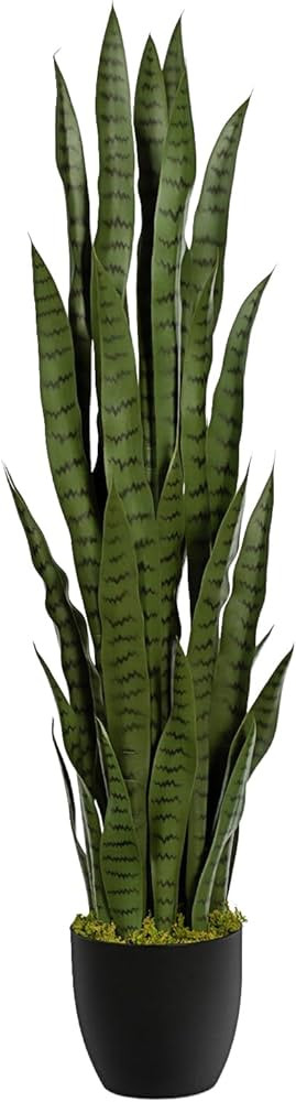 4ft Artificial Snake Plant – 46in Faux Sansevieria Plants, Fake Floor Plant for Indoor Outdoor,... | Amazon (US)