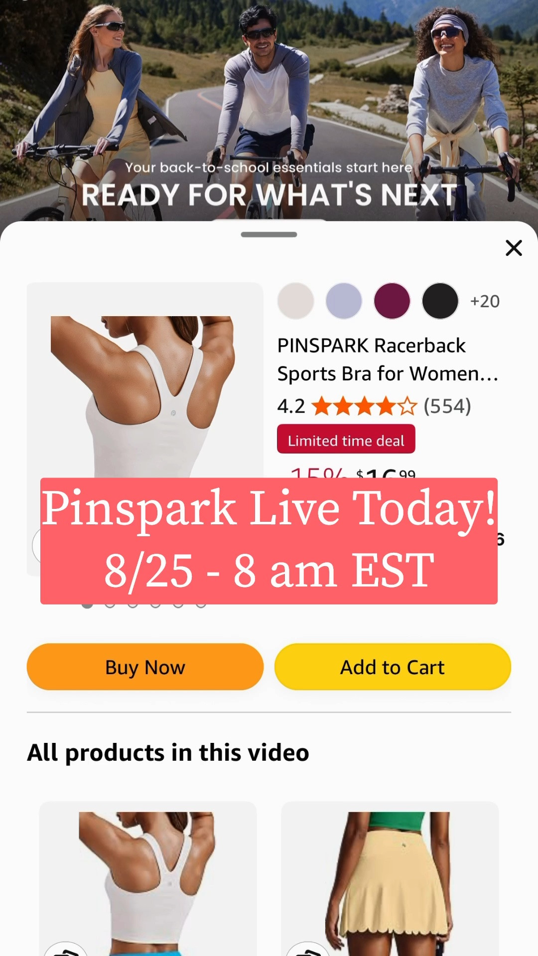 Pinspark fitness and athleisure on Amazon Live ! Join: https://www.amazon.com/live/broadcast/b6d2b907-3e19-4370-948f-b92b8a882794?ref=al_desktop_flex_title_bar

8 am Tuesday August 25, 2026

#LTKActive #LTKfitnessgoals #LTKPetite