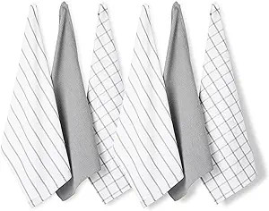 Kitchen Towels and Dishcloths Set - Pack of 6 Cotton Dish Cloths, 18”x 28”, Soft Hand Towels ... | Amazon (US)