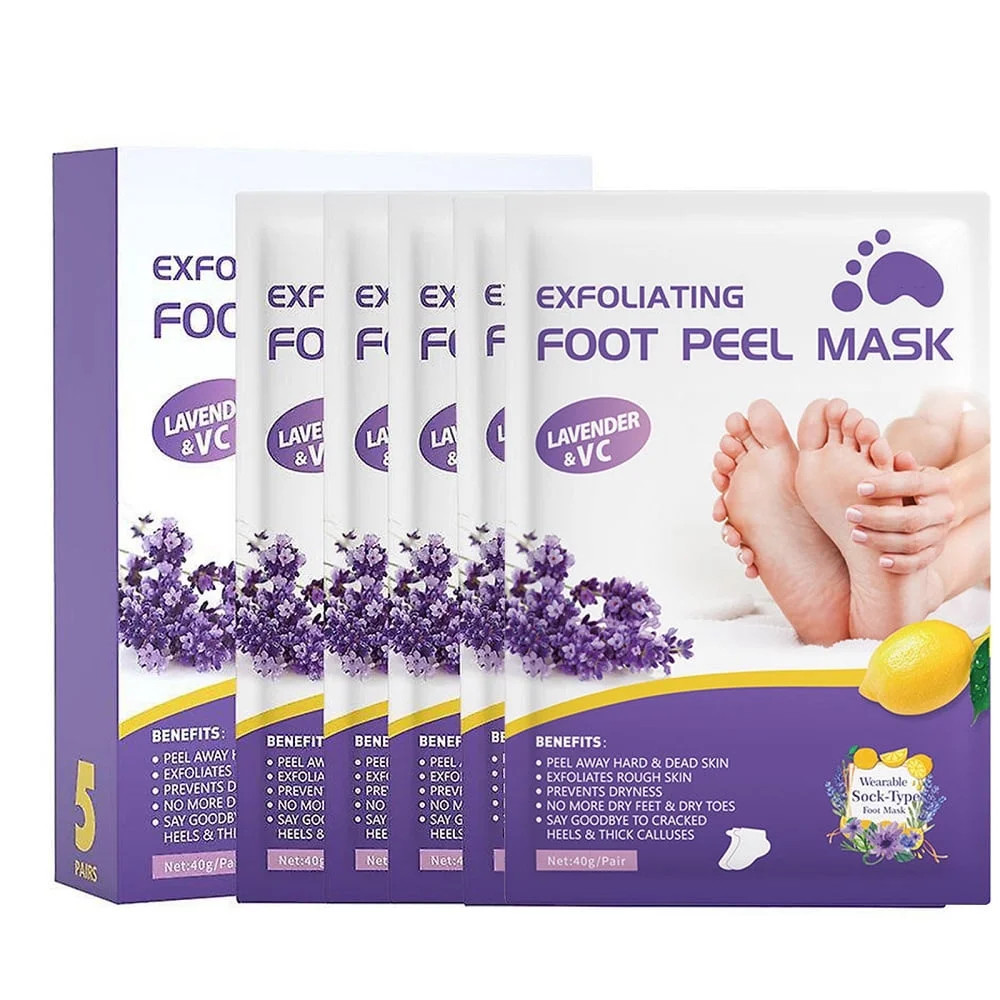 Pinkiou Foot Peel Masks 5 Pairs, Exfoliator Peel Off Calluses, Dead Skin, Dry, Cracked Feet, Call... | Walmart (US)