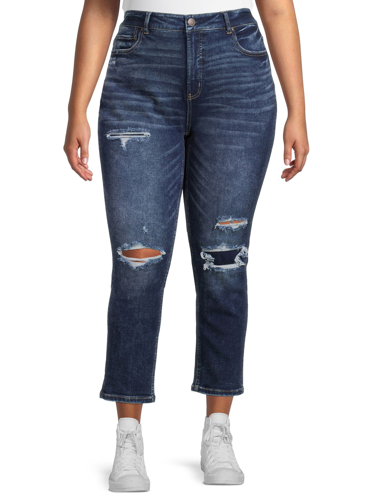 Terra & Sky Women's Plus Size Vintage Crop Denim Jeans | Walmart (US)