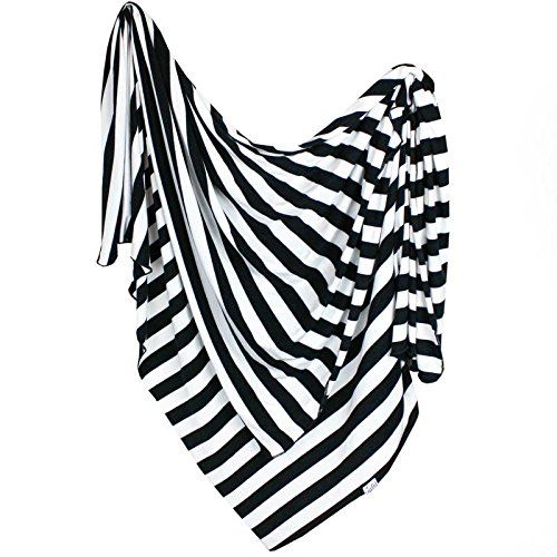 Large Premium Knit Baby Swaddle Receiving Blanket Black and White"Classic" by Copper Pearl | Amazon (US)