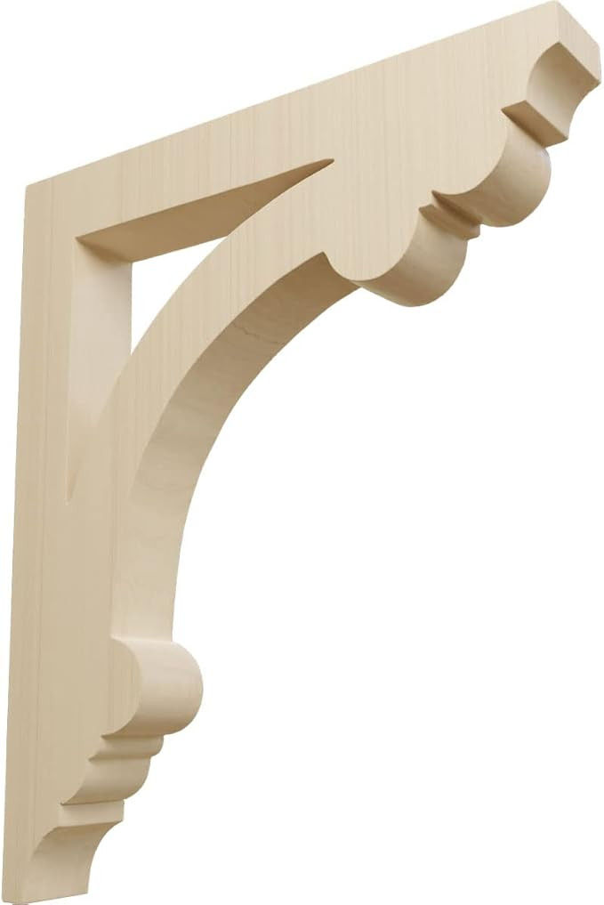 Ekena Millwork CORW02X10X12ELRW Large Ellis Wood Corbels, 1 1/2"W x 10"D x 12"H, Rubberwood | Amazon (US)