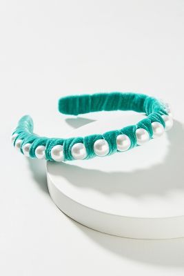 Abbie Velvet Pearl Headband | Anthropologie (US)