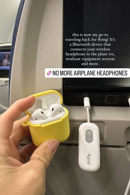 this is now my go-to traveling hack for flying! It's a Bluetooth device that connects your wireless headphone to the plane tvs, workout equipment screens and more. 

#LTKfindsunder100 #LTKtravel