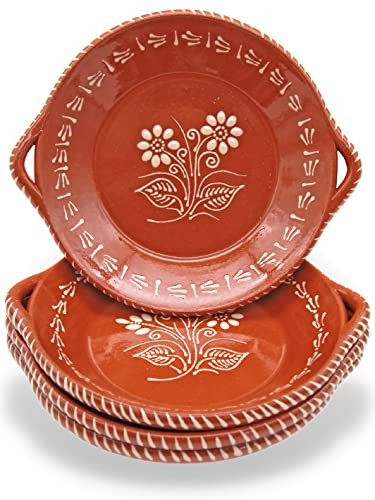 Portuguese Pottery Terracotta Clay Skillet Dinner Plate - Set of 4 Made in Portugal | Amazon (US)