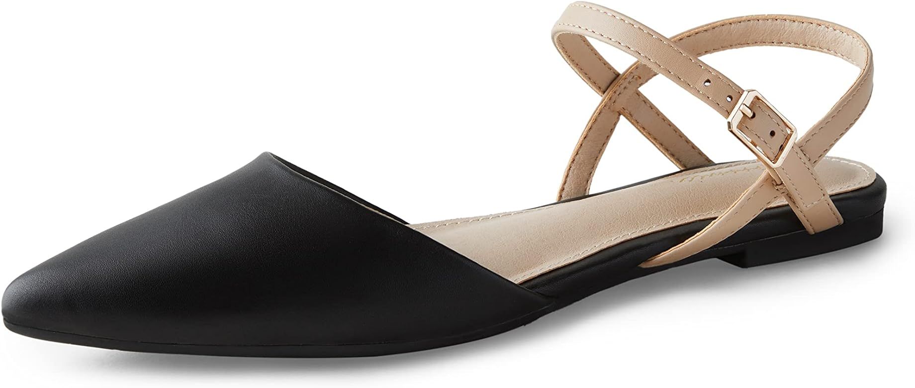 Arromic Women's Pointed Toe Slingback Flats Shoes Comfortable Straps Dressy Flats | Amazon (US)