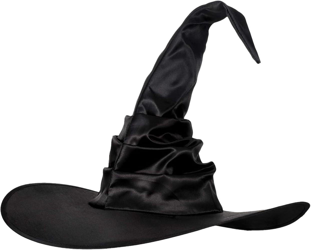 Halloween Witch Hat for Women - Oversized Ruched Pointed Hat with Wide Brim, Foldable Cosplay Acc... | Amazon (US)