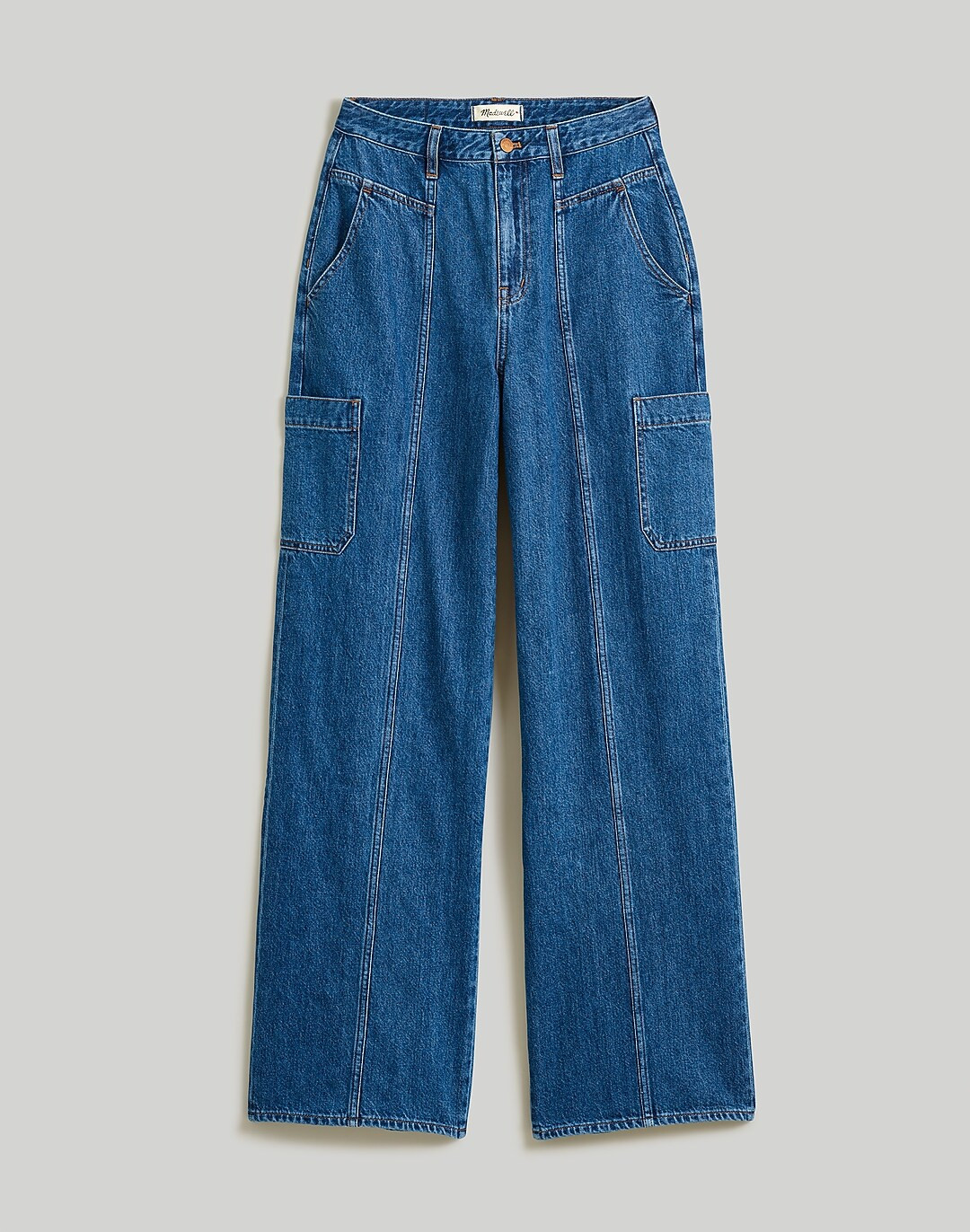 Curvy Baggy Straight Cargo Jeans in Codey Wash | Madewell