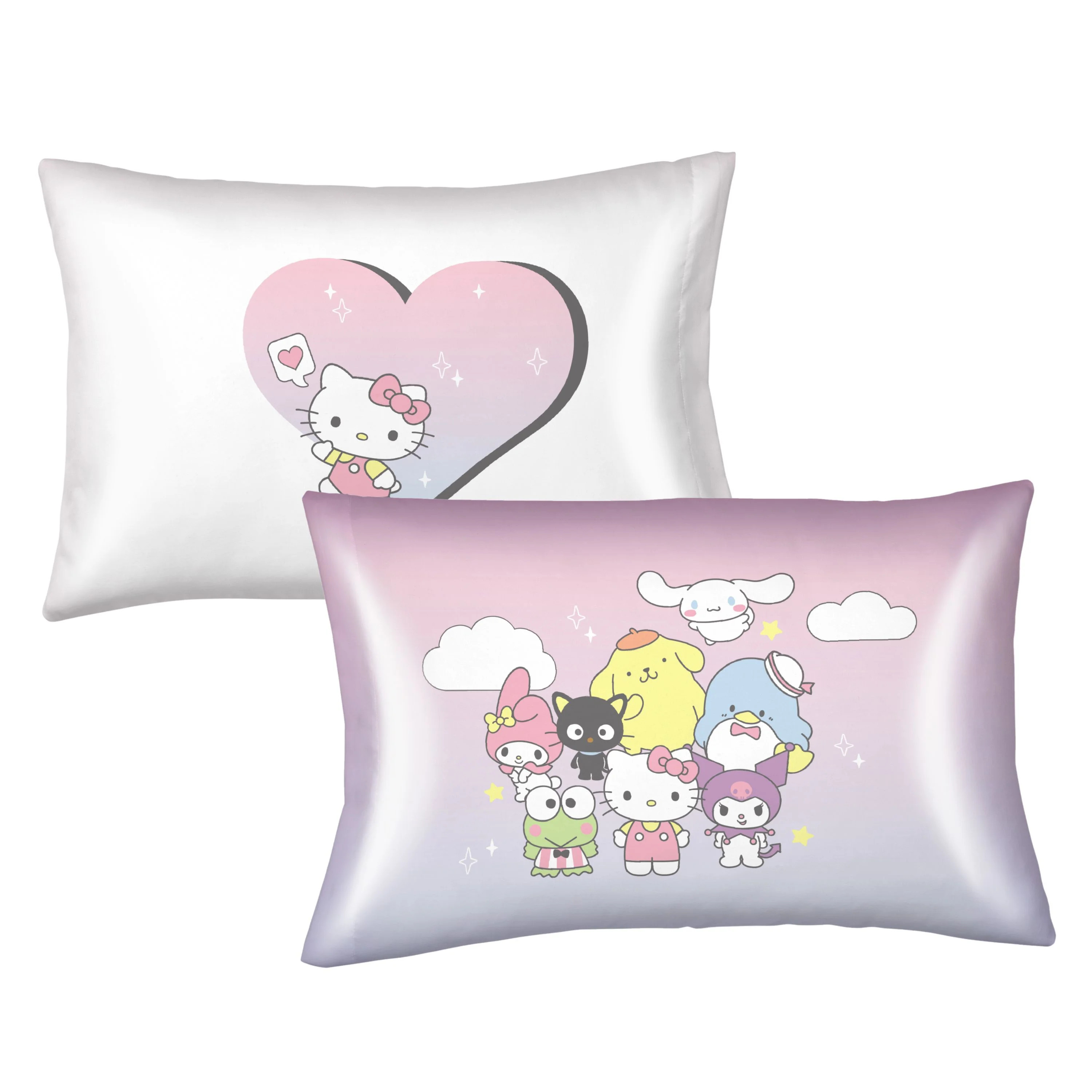 Hello Kitty and Friends Pink White Reversible Silky Satin Pillowcase, Standard Size, 1-Pack | Walmart (US)