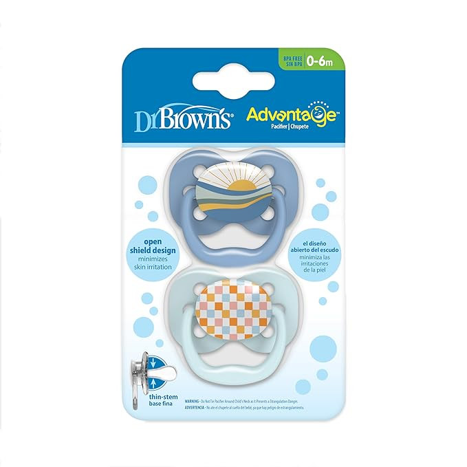 Dr. Brown's Advantage Baby Pacifier, Fully Symmetrical Soother with Soft Silicone Bulb, Blue Sunr... | Amazon (US)