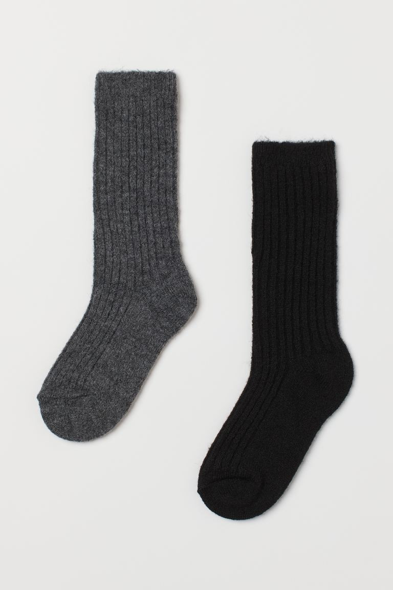 Thicker, calf-length socks in a soft, warm, rib-knit wool blend. | H&M (US + CA)