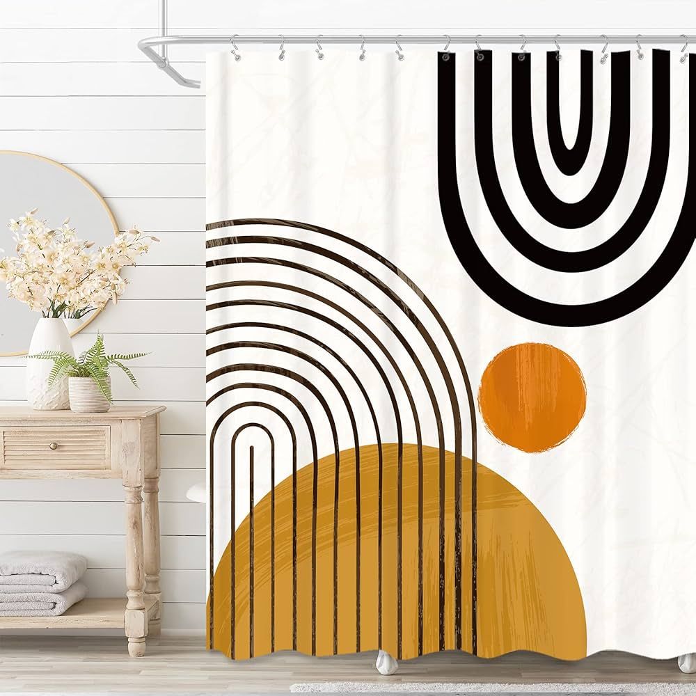 KOMLLEX Abstract Mid Century Shower Curtain for Bathroom Accessories 60Wx72H Inch Modern Cute Con... | Amazon (US)