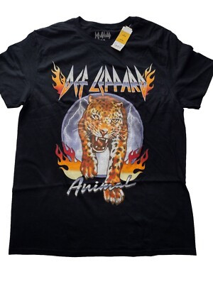 Def Leppard Animal Black Cotton Short Sleeve Band Graphic T-Shirt Mens Sz Large | eBay US
