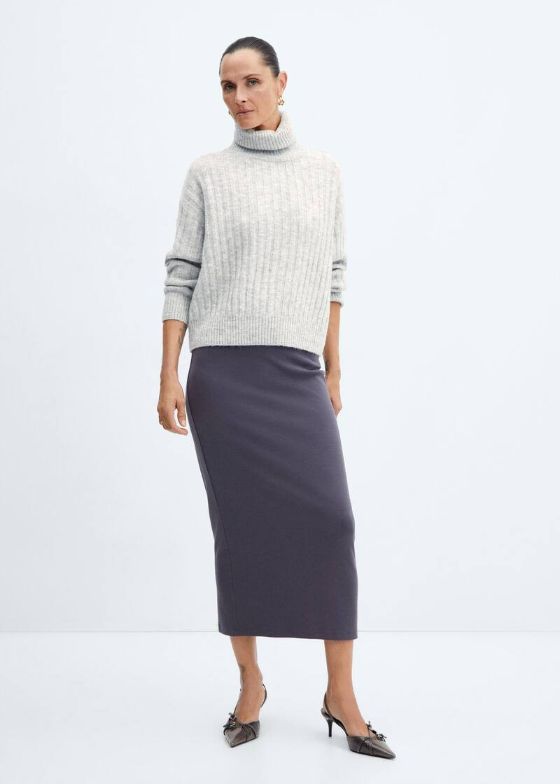 Pull-over côtelé col roulé -  Femme | Mango France | MANGO (FR)