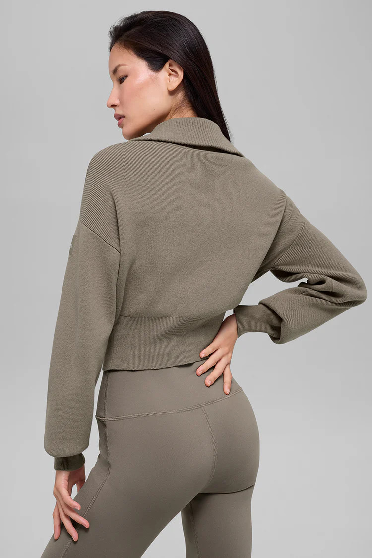 Scholar Knit Cropped Full Zip Jacket | Alo Yoga (US)