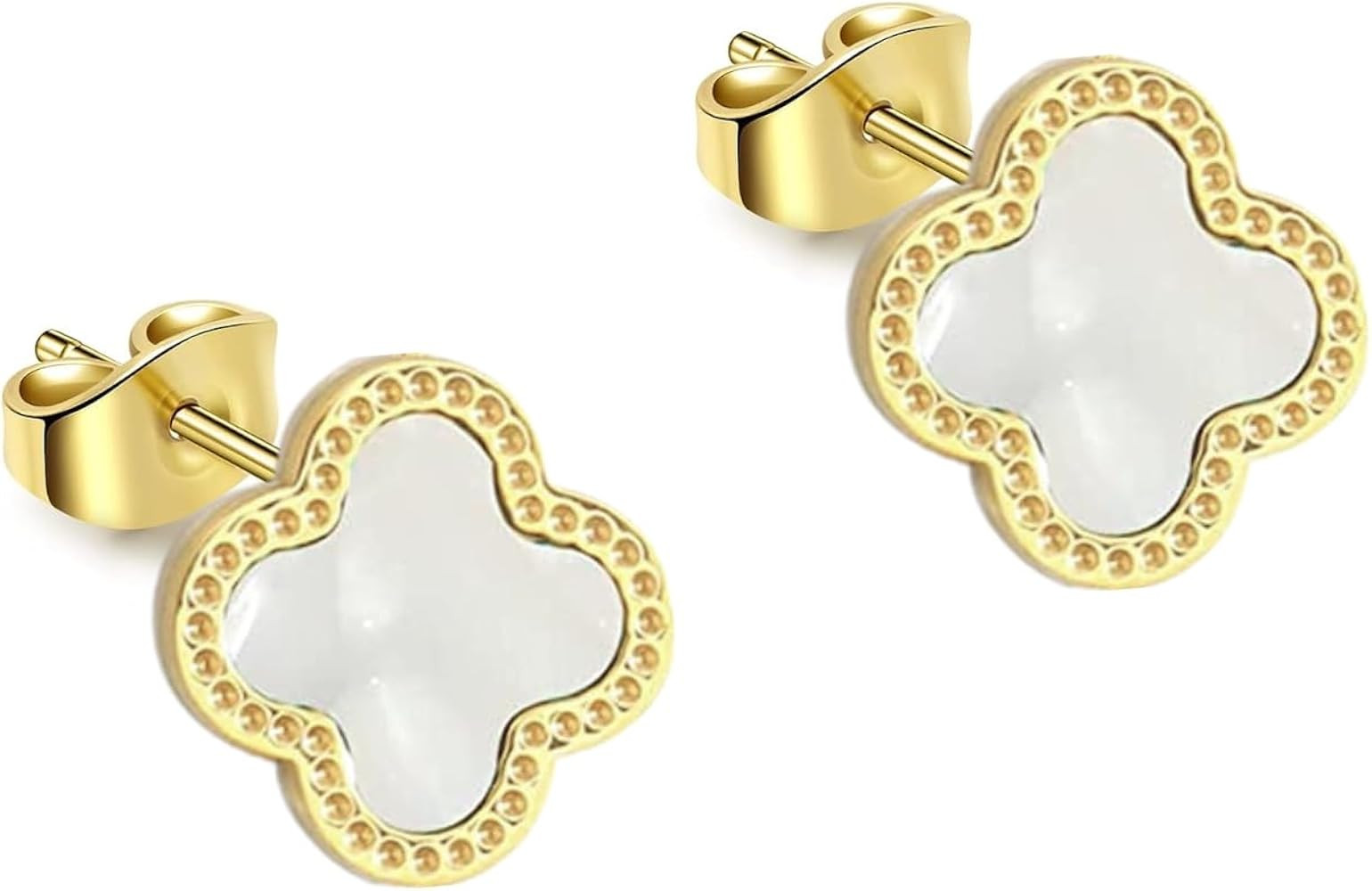 Clover Earrings for Women | Hypoallergenic Pearl Clover Stud Earrings | White | Amazon (US)