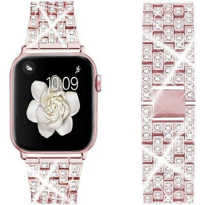 Worryfree Gadgets Diamond Blocks Bling Metal Band for Apple Watch 42/44/45mm, Rose Pink | Target