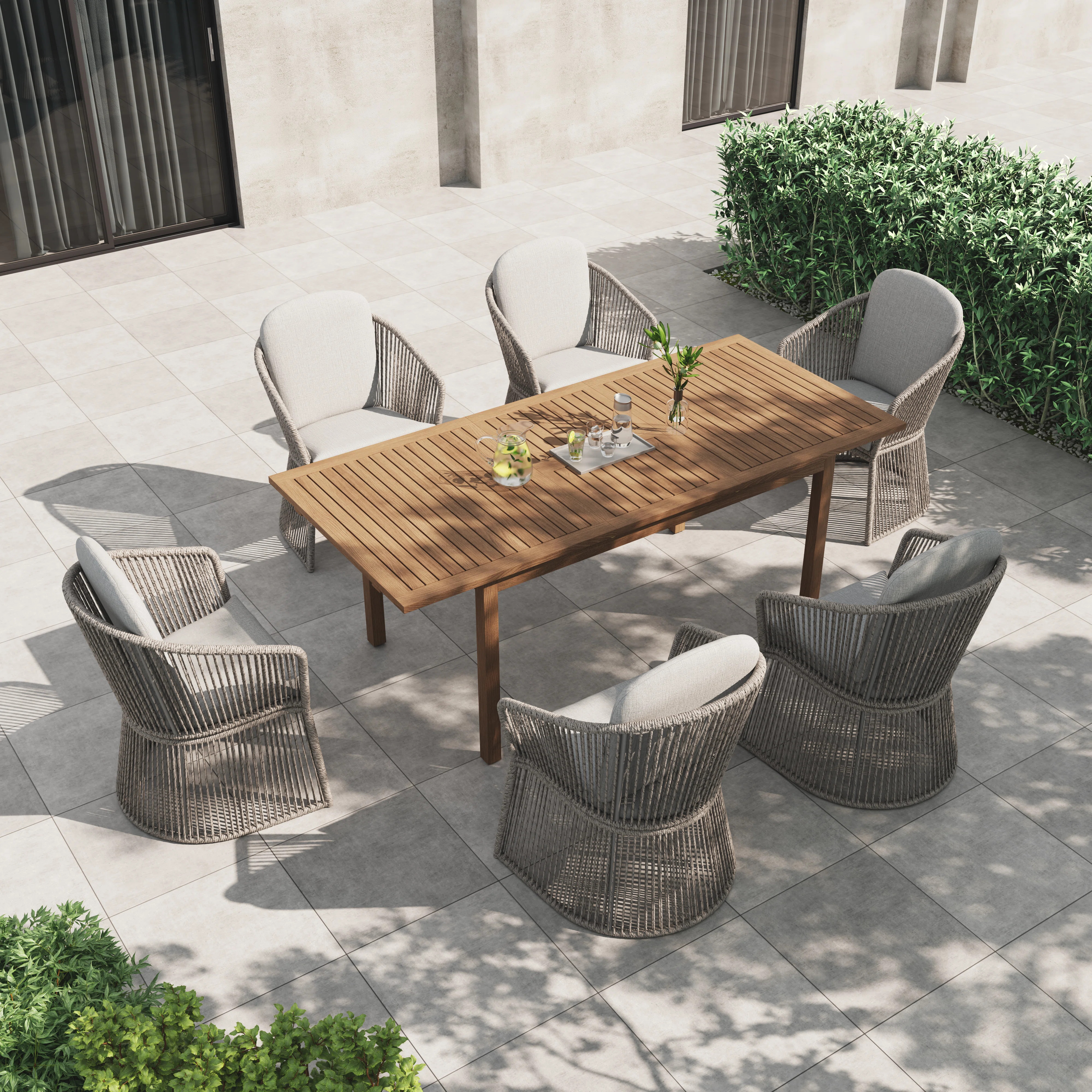 6 - Person Rectangular Outdoor Dining Set With Cushions | Wayfair North America