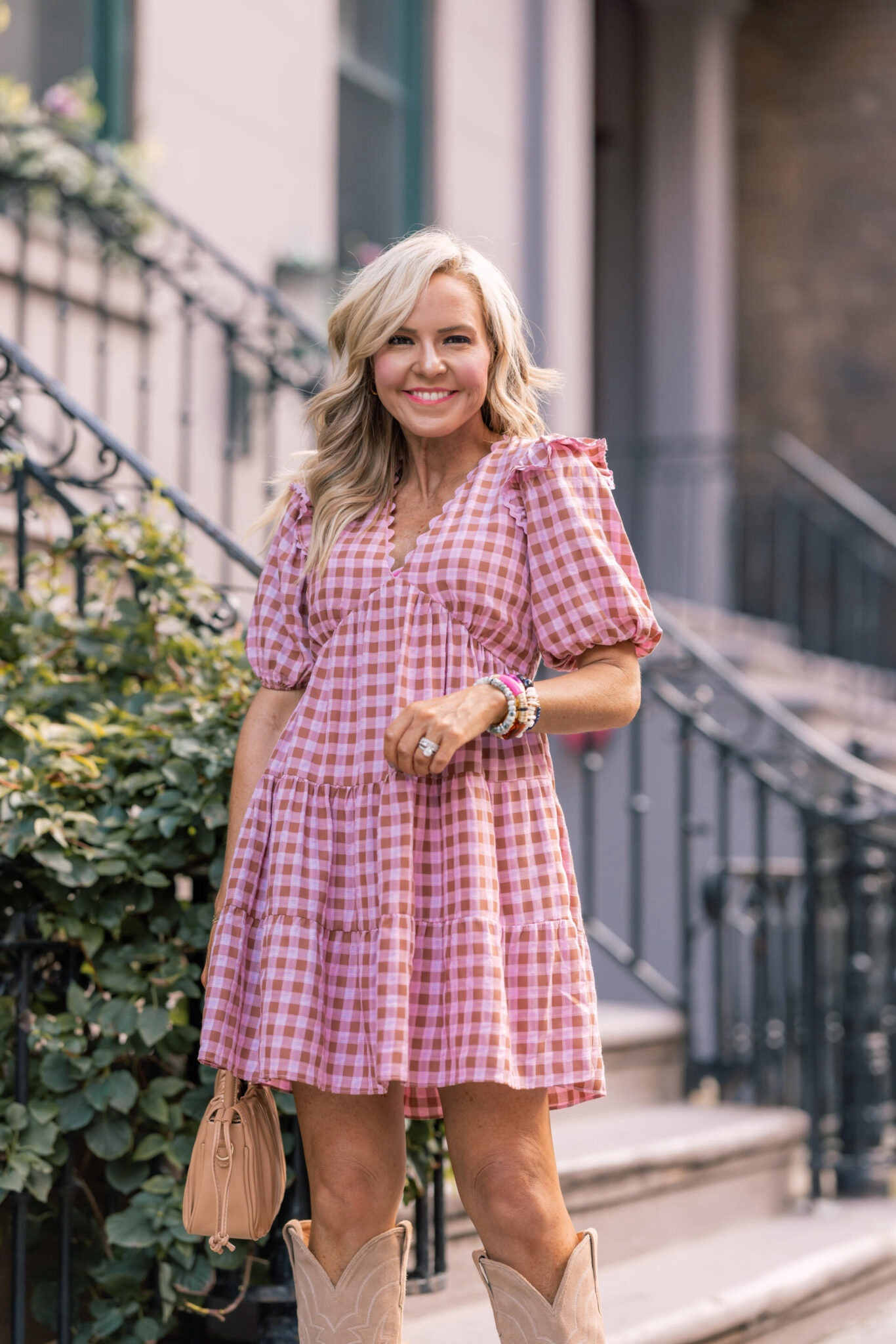 pink and chocolate brown gingham gets girly this season at avara!! wearing CS and runs tts in this adorable Mabel mini | 

#LTKSeasonal #LTKStyleTip #LTKFindsUnder100
