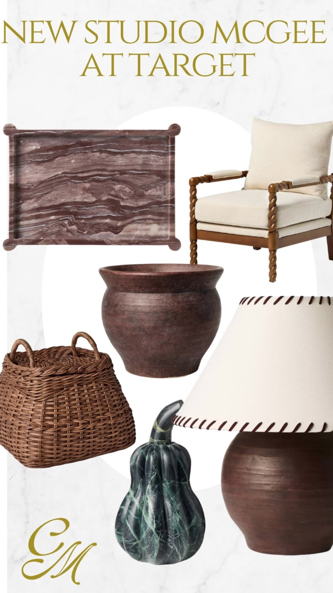New Studio McGee Target for fall. Warm marble tones and deep rich textures - I love this collection so much! Marble tray, vase, bookshelf decor, fall decor, woven baskets, pumpkins, marble pumpkins 

#LTKHome #LTKSeasonal #LTKFindsUnder50
