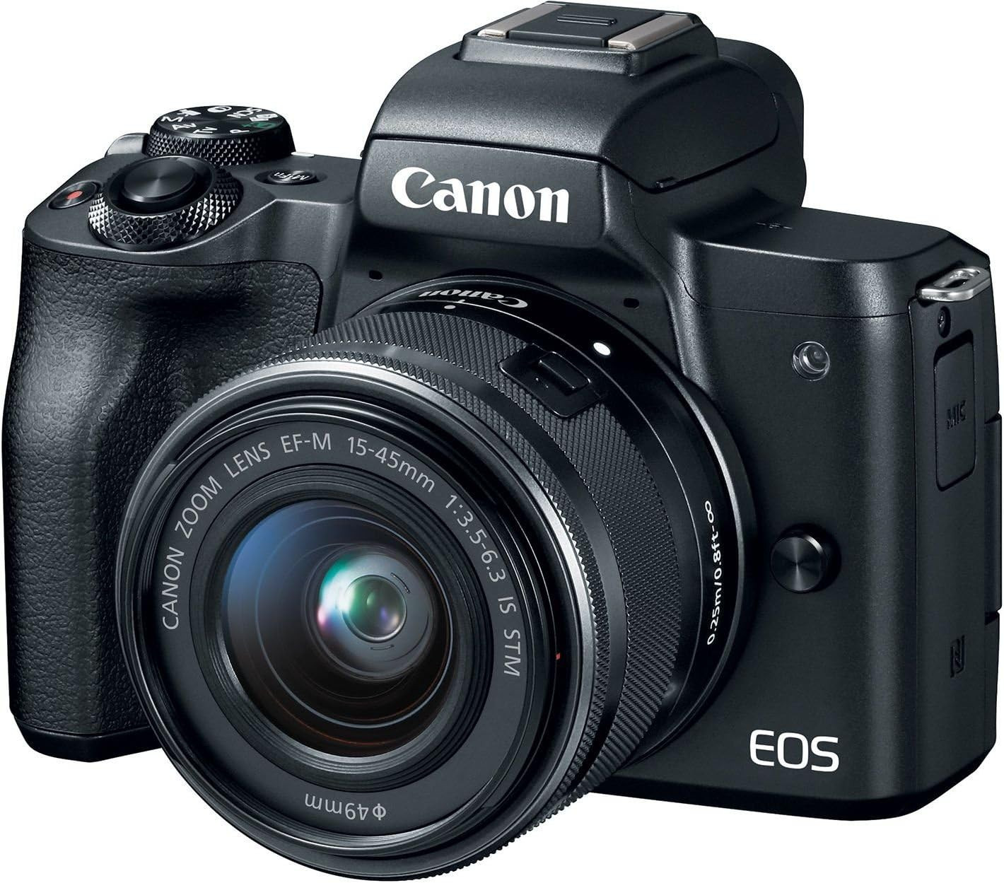 Canon EOS M50 Mirrorless Vlogging Camera Kit with EF-M 15-45mm Lens, Black | Amazon (US)