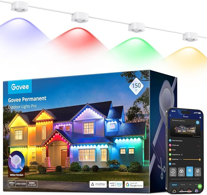 Govee Permanent Outdoor Lights Pro, 150ft with 90 RGBIC LED Lights for Daily and Accent Lighting,... | Amazon (US)