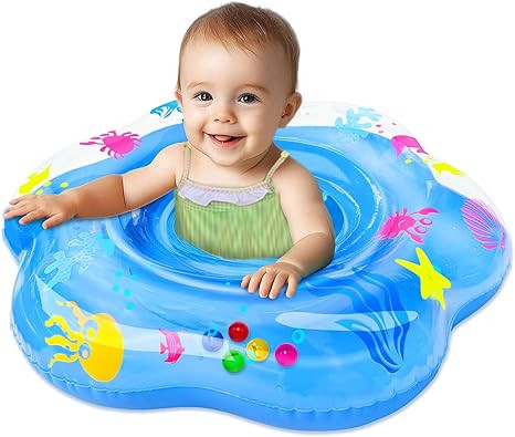 Extra-Large 25.6" Baby Pool Float with Double Airbag & Safety Seat, Inflatable Swimming Ring Floa... | Amazon (US)