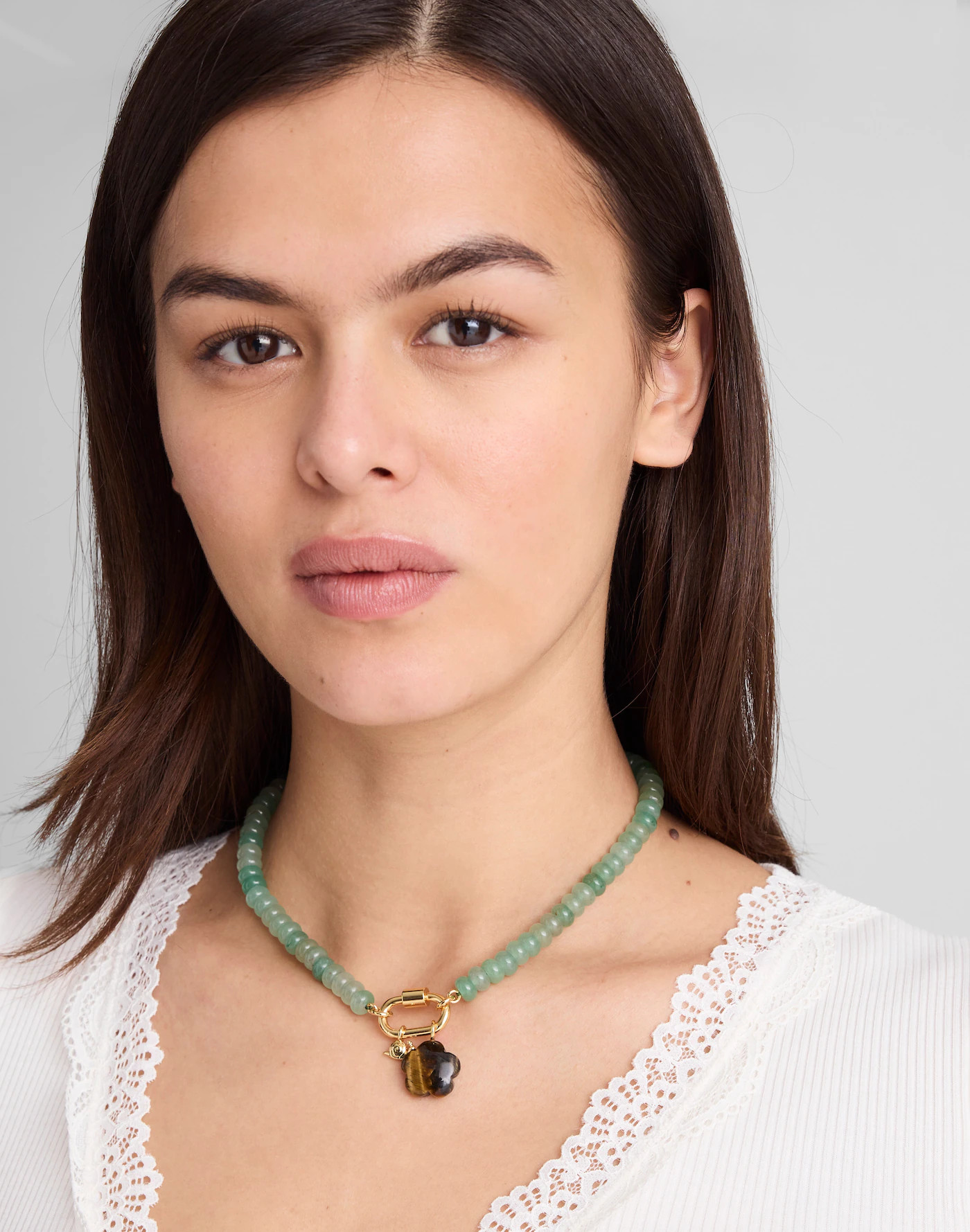Semiprecious Beaded Carabiner Charm Necklace | Madewell