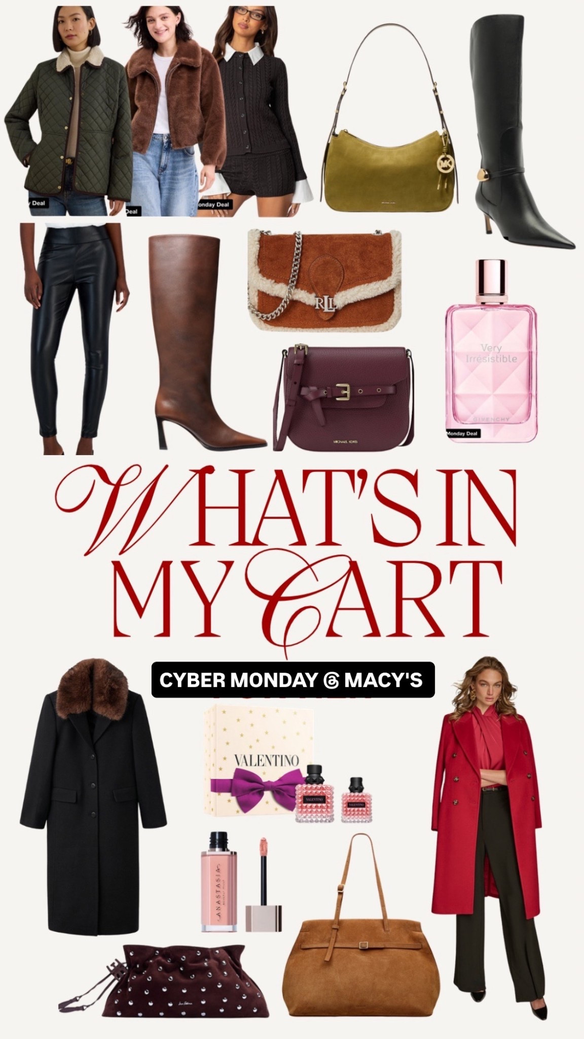What's in my cart for Cyber Monday @Macys 😍🙌🏼 20-60% off select brands until MIDNIGHT! #macyspartner 

#LTKFindsUnder100 #LTKSaleAlert #LTKCyberWeek
