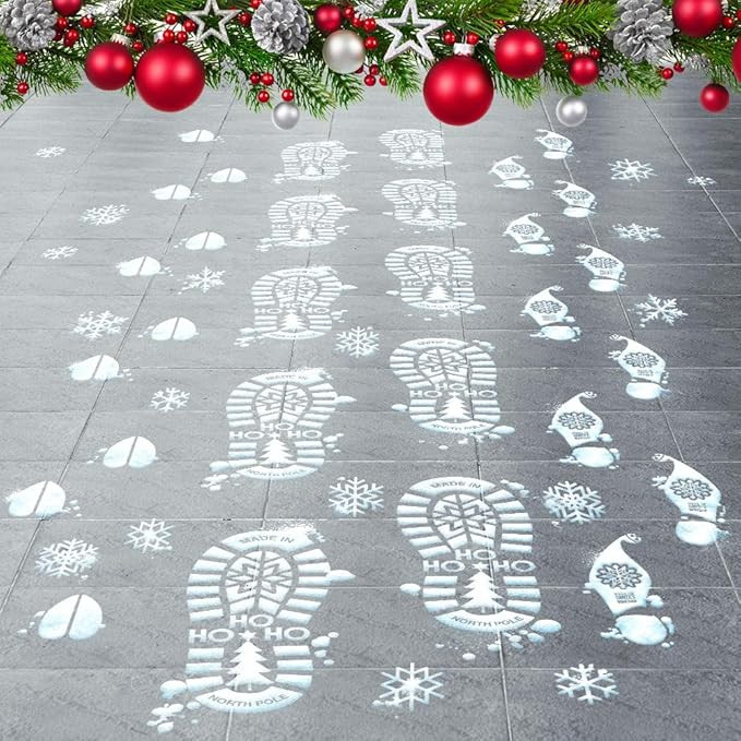 Santa Footprints - 180 Ct Footprint Floor Stickers Kit with Reindeer & Elf | Amazon (US)
