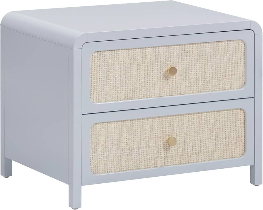 Tov Furniture Patty Pastel Blue Rattan 2 Drawer Nightstand | Amazon (US)