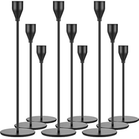Amazon.com: Matte Black Candlestick Holders, Set of 6 Tall Taper Candle Holder fit 3/4 inch Thick Pi | Amazon (US)