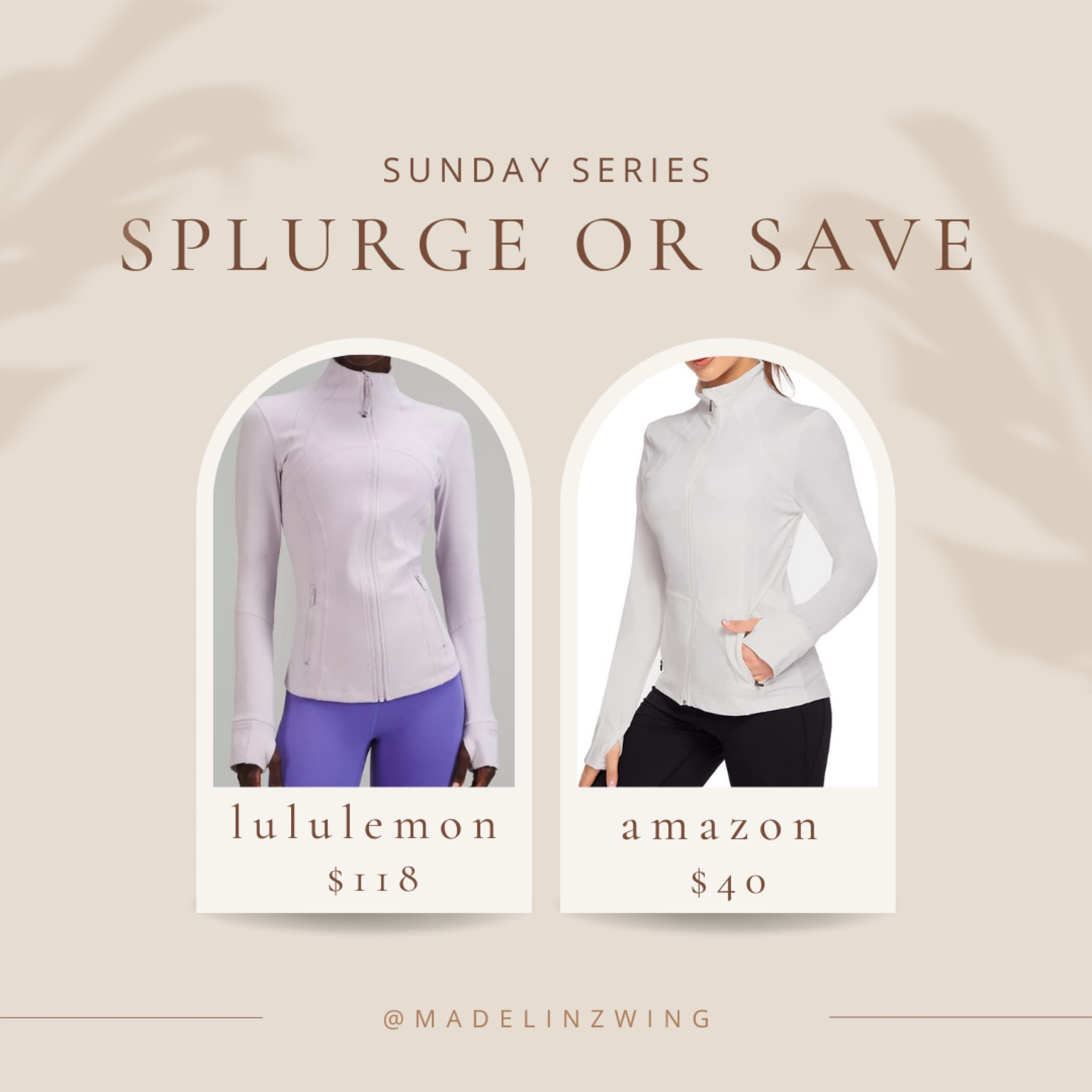 I have both the Lululemon version and this Lululemon dupe jacket. Both are great quality, but I do think the Lululemon one is a little better. The dupe is a great option if you're not willing to spend $100 though. You can't go wrong.

#LTKunder50 #LTKstyletip #LTKfit