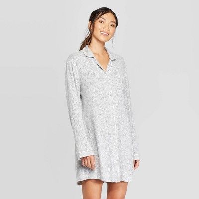 Women's Perfectly Cozy Notch Collar Nightgown - Stars Above™ Light Gray | Target