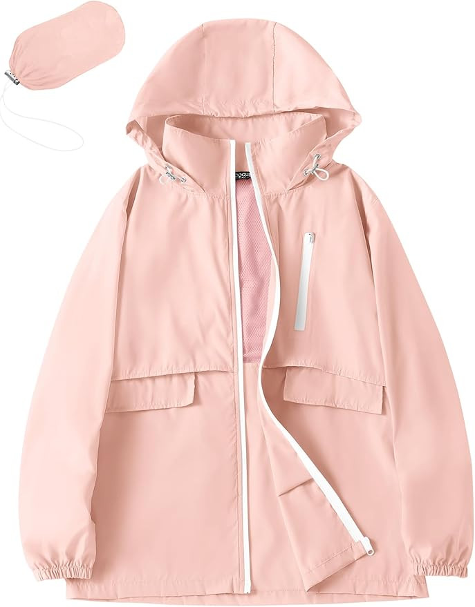 Avoogue Rain Jacket Women with Hooded Lightweight Waterproof Raincoats Packable Zipper Pockets Wi... | Amazon (US)