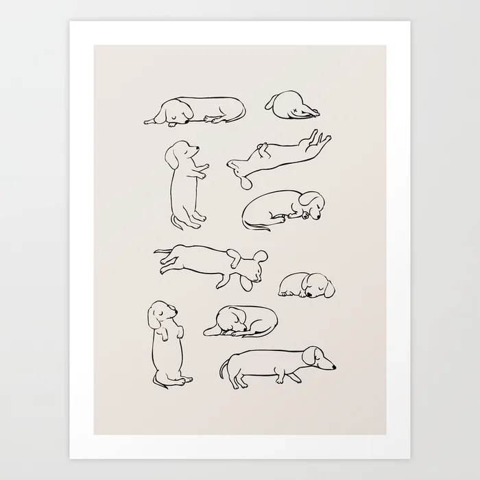 More Sleep Dachshund Art Print | Society6