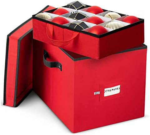 ZOBER Christmas Ornament Storage Box with Dual Zipper Closure - Box Contributes Slots for 64 Holi... | Amazon (US)