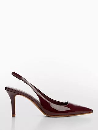 Mango Son Stiletto Heel Slingback Court Shoes, Dark Red | John Lewis (UK)