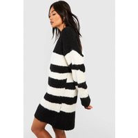 Womens Boucle Stripe Oversized Jumper Dress - Black - S | NastyGal UK