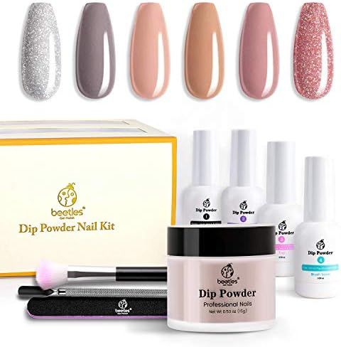 Beetles Dipping Powder 6 Colors Nude Pink Glitter Dip Nails Kit Starter Dip Powder System for Fre... | Amazon (US)