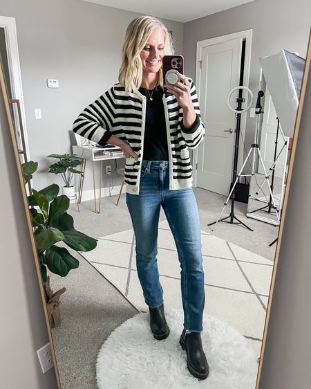 What I wore as a SAHM!
Cardigan- small
Shirt- small
Jeans- thrifted pair of Paige jeans. I tagged the exact pair and I linked some similar affordable pairs. 
Boots- 7:5

#LTKstyletip #LTKSeasonal