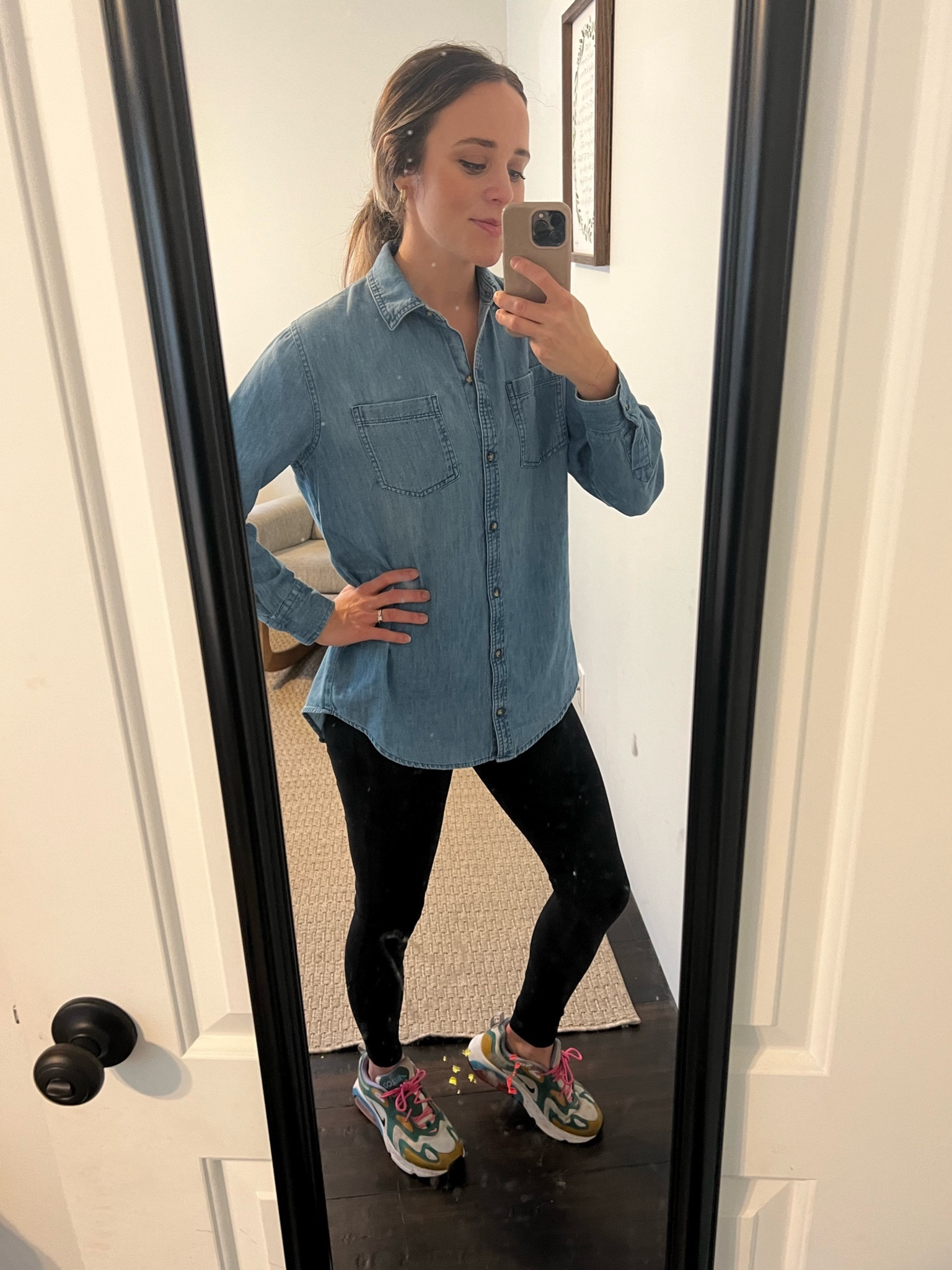 I call this the “taking the kids to the park” look. 😆 

cozy leggings, oversized denim shirt and my fave shoes for everyday that I’ve had for years now. 

#LTKtravel #LTKstyletip #LTKshoecrush